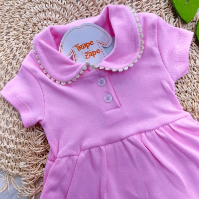 Vestido Body com Gola Polo - Rosa